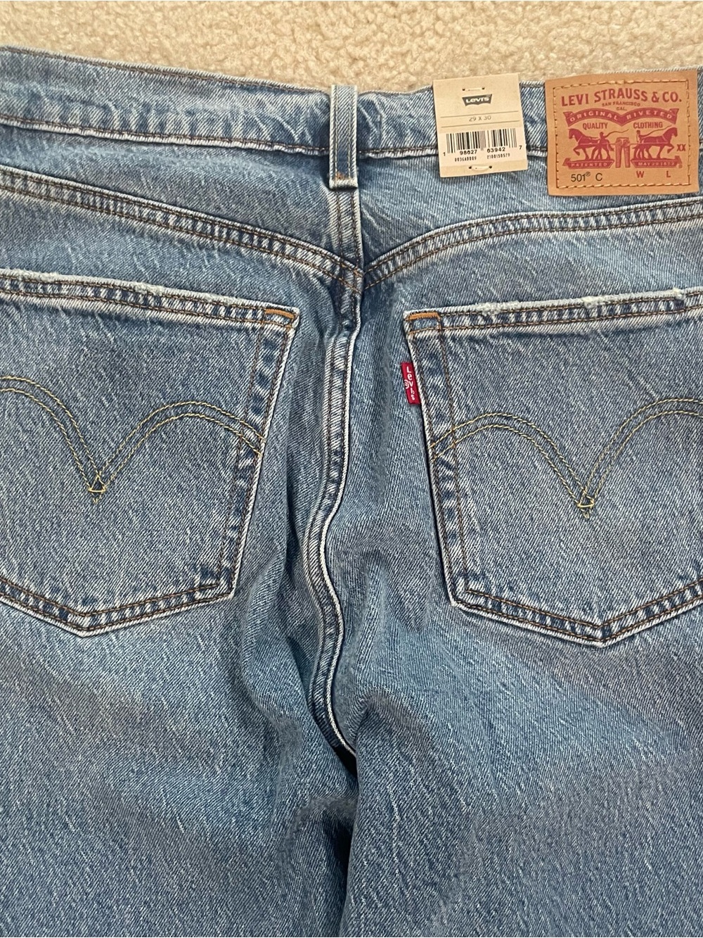 Levi's 501 Curve Stretch High Rise Straight Leg Light Blue Jeans 29x30 NWT - Picture 9 of 10